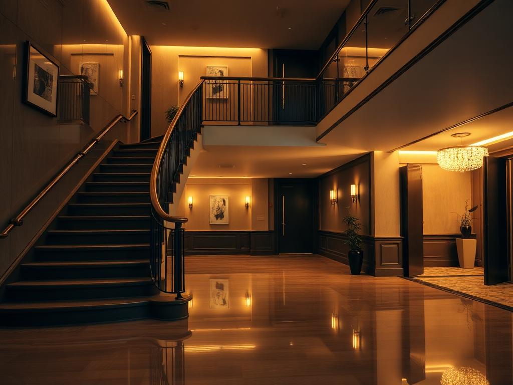 Hall d'immeuble et escalier entretenus en copropriété